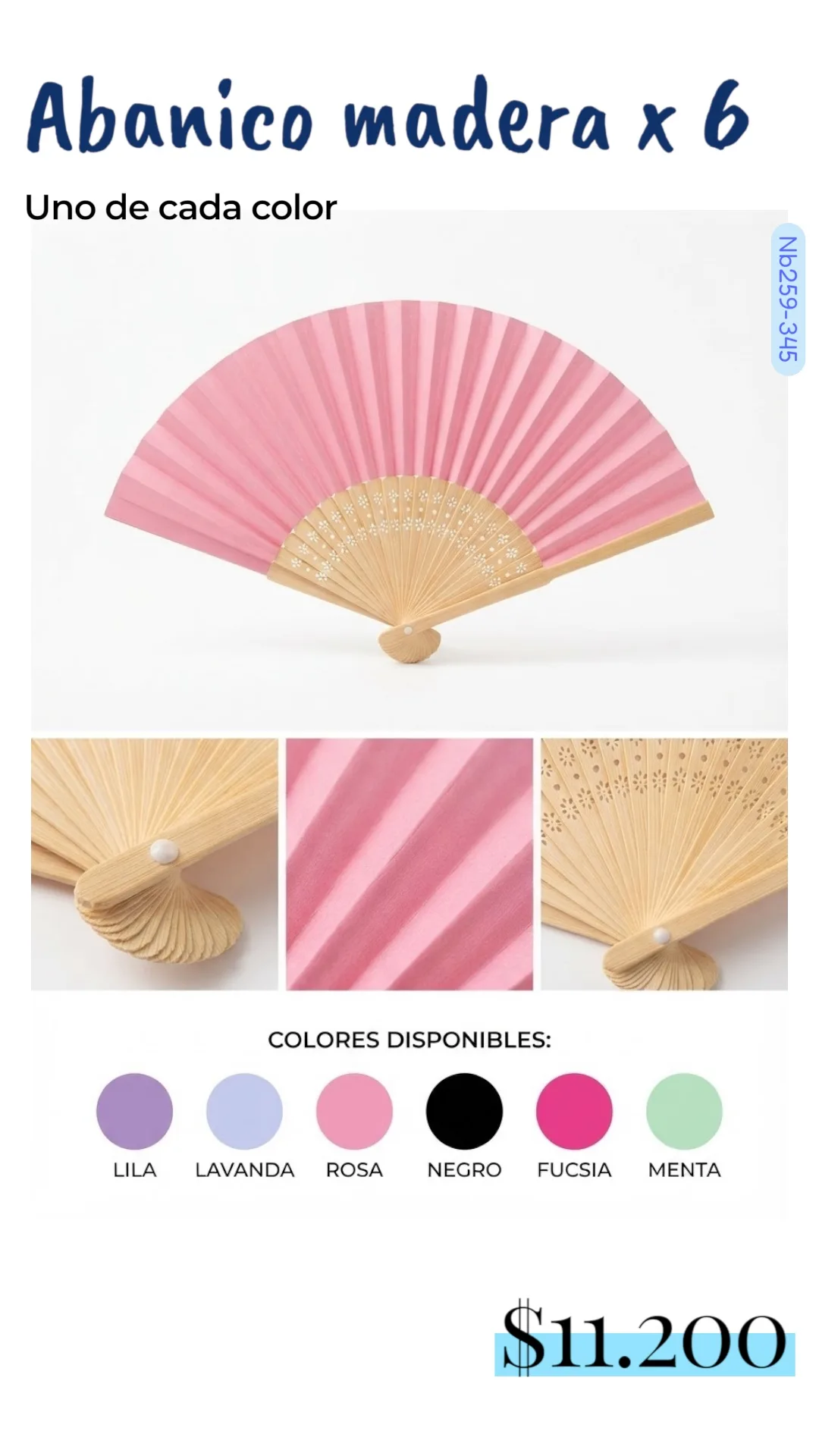 ABANICO MADERA X 6