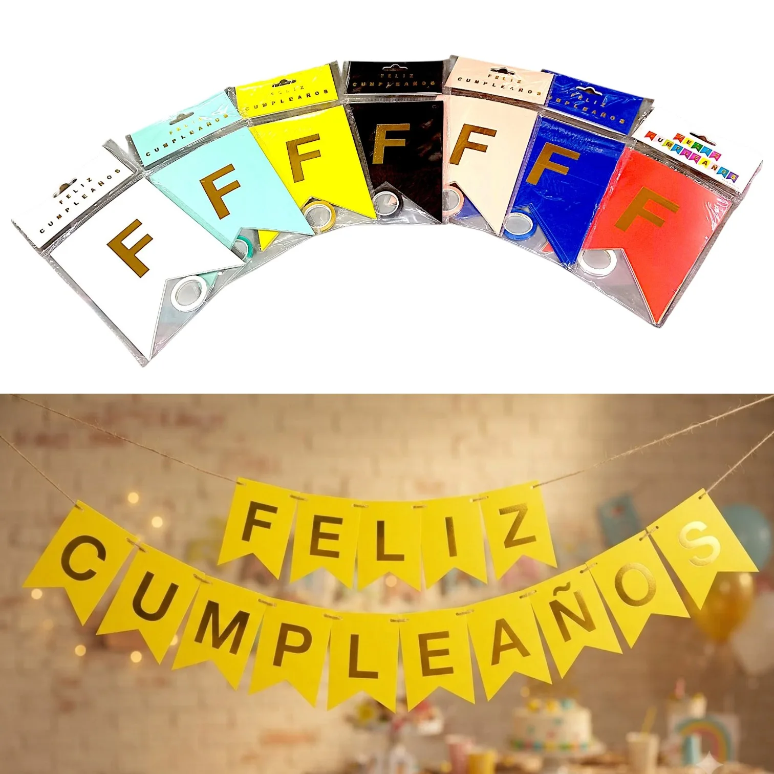 BANDERIN FELIZ CUMPLEAÑOS LISO