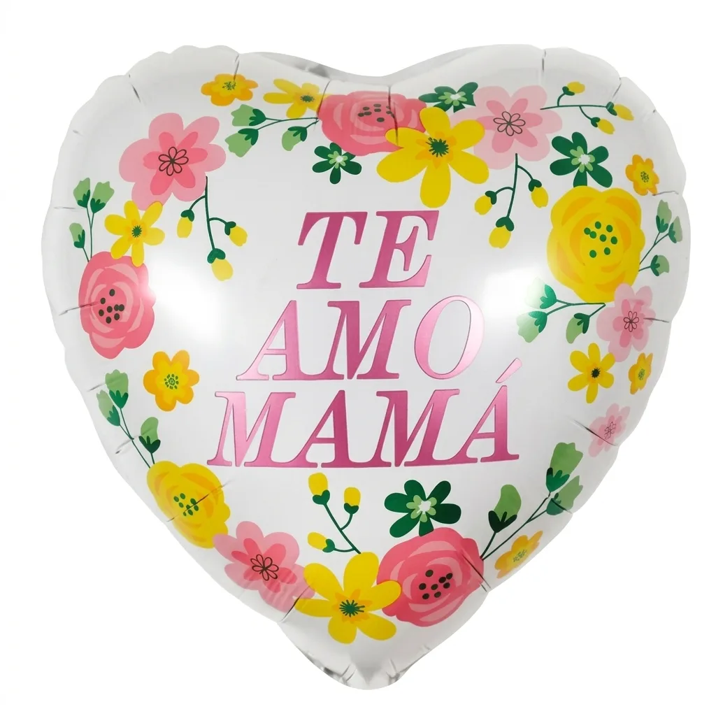 GLOBO FELIZ DIA MAMA 18" CON MOTIVOS DE FLORES